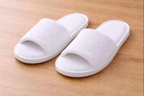 Open-toe hotel slippers