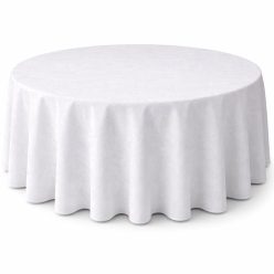 Round white tablecloth