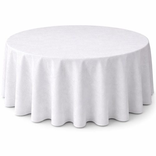 Round white tablecloth